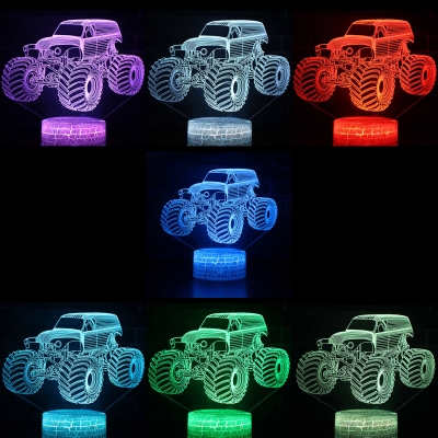 4 Car Pattern Design 3D Bedside Lamp 7 Color Touch Sensor LED Night Lamp with Remote Controller for Gifts