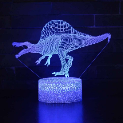 4 Jurassic Dinosaur Pattern 3D Night Light Boy Bedroom 7 Color Changing LED Bedside Light with Touch Sensor
