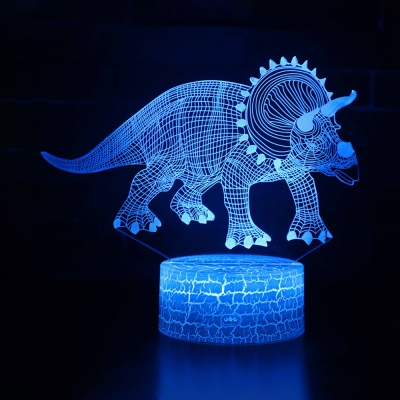 7 Color Dinosaur LED Illusion Light USB Port and Battery 3D Night Light with Touch Sensor for Boy Girl Bedroom