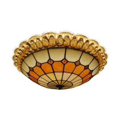 

Antique Style Dome Ceiling Mount Light Stained Glass Light Fixture for Bedroom, HL522147