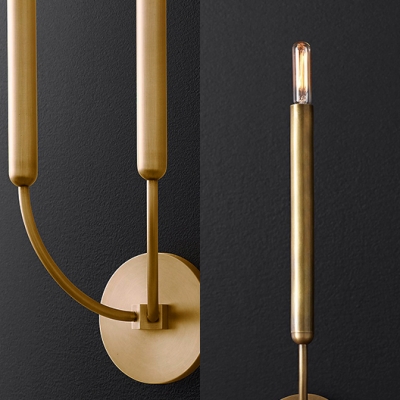 Black/Brass Linear Wall Light 1/2 Lights Simple Style Metal Wall Lamp for Dining Room Bathroom