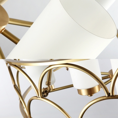 Colonial Drum Shape Chandelier Metal 4/8 Lights Brass Pendant Lighting for Living Room