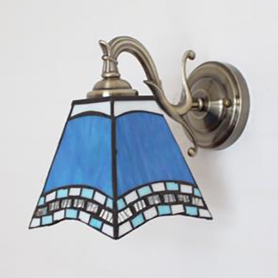 Mediterranean Style Dome Wall Light Glass and Metal 1 Light Colorful Tiffany Sconce Light for Restaurant Bar