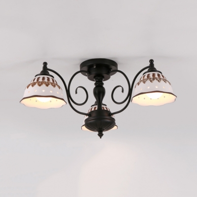 Metal Double Bubble Ceiling Light 3/6/8 Lights Antique Style Semi Flush Light for Hotel