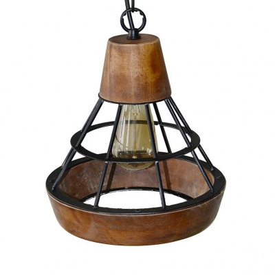 Metal Wired Hanging Pendant Light Kitchen 1 Light Industrial Farmhouse Lighting Fixture in Black