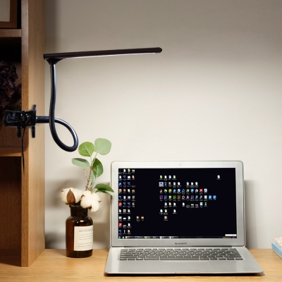 Simple Style Eye Caring Study Light Flexible Gooseneck Dimmable LED Desk Light with USB Charging Port and Clip