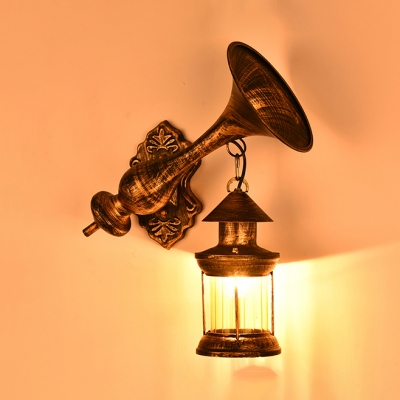 Single Light Kerosene Hanging Lamp Industrial Metal Sconce Light in Bronze for Restaurant
