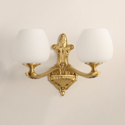 Stair Hallway Bud Shade Wall Sconce Metal 1/2 Lights Antique Style Brass Sconce Light