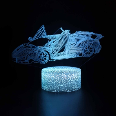 Touch Sensor 3D Night Light 7 Color Changing Off-Road Vehicle Bedside Lamp with Remote Controller for Kids