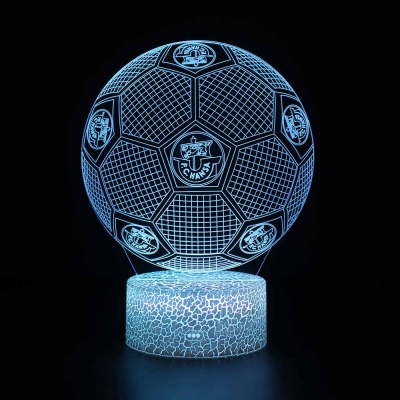 Touch Sensor 7 Color LED Night Light Gift Home Decor Soccer Pattern 3D Bedside Light