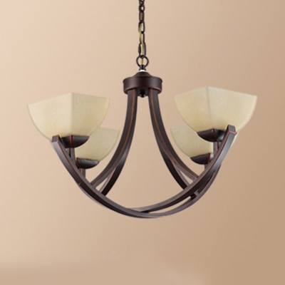 Up Lighting Foyer Pendant Light Metal and Frosted Glass 4/6/8/12 Lights Antique Style Chandelier