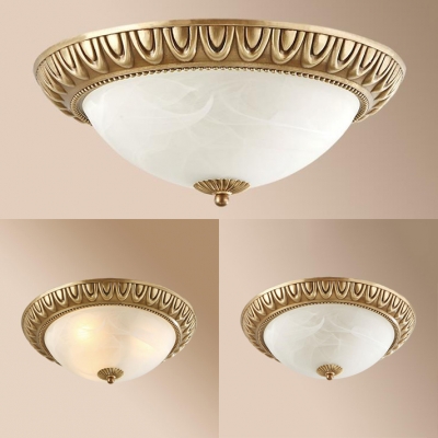 White Bowl Flush Ceiling Light 4/5 Lights Elegant Style Ceiling Light for Living Room