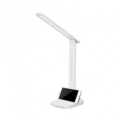 White Foldable Reading Light Dimmable ABS Touch Sensitive Control Panel Desk Lamp with USP Charging Port