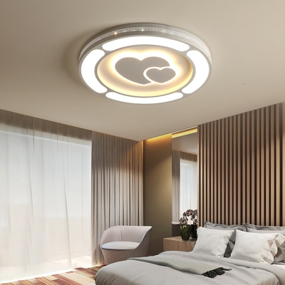 White Round Shape Flush Mount Light with Lovely Shape White Lighting LED Ceiling Light for Boy Girl Bedroom