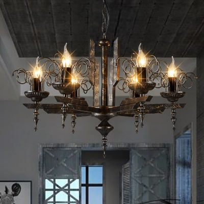 6 Lights Candle Shape Chandelier Vintage Metal Chandelier Lighting for Living Room