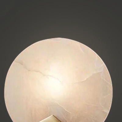 Creative Candle Sconce Lamp with Round Marble Shade 1 Light Metal Wall Light for Bedroom