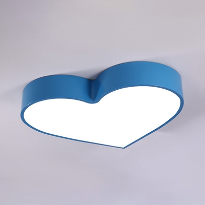 Cute Heart Shape Flush Ceiling Light Acrylic Metal Ceiling Mount Light in Red/Blue/Pink/Yellow for Girl Bedroom