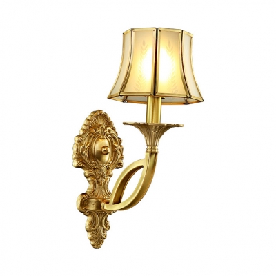 Elegant Style Tapered Shade Wall Light Metal 1/2 Lights Brass Sconce Light for Stair Bedroom