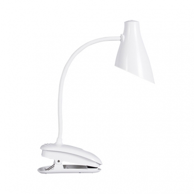 Flexible Gooseneck LED Reading Light with Clip and Touch Sensor White Bell Shade USB Charging Port Desk Lamp