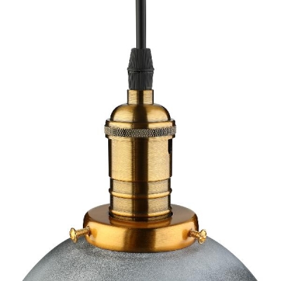 Antique Style Bell Shape Ceiling Light Metal 1 Light Plug In Gray Hanging Light for Dinging Room