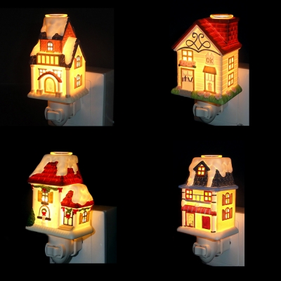 On-Off Switch Night Light 3 House Shape Choice Cute Ceramics Wall Light for Kids Room Stair