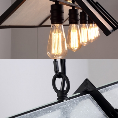 Roof Shade Island Light 3/5 Lights Vintage Style Metal Glass Pendant Light Hanging Light for Kitchen