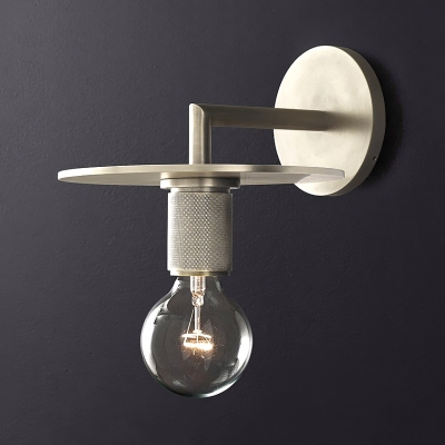 Single Light Open Bulb Wall Sconce Vintage Style Metal Sconce Light in Brass/Chrome/Black for Foyer