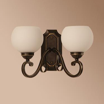 Traditional Globe Sconce Light Frosted Glass 1/2 Lights White Wall Lamp for Dining Room Kitchen
