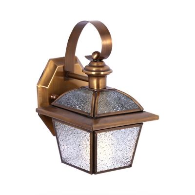 Vintage Style Down Lighting Wall Light Metal and Cracked Glass 1 Light Sconce Light for Indoor Outdoor