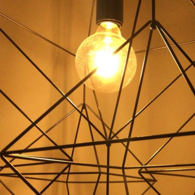 Antique Iron Wire Hanging Light 1 Light Metal Pendant Light in Black for Living Room Shop