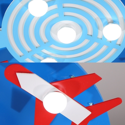 Blue/Pink Round Shape Flush Mount Light Plane Decoration Slim Panel LED Ceiling Light in White/Warm