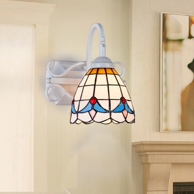 Colorful Down Lighting Wall Light 1 Light Mediterranean Glass Metal Sconce for Dining Room Hotel