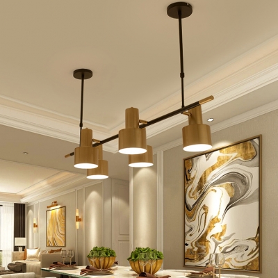 Contemporary Cylinder Shade Island Light 4/5 Lights Metal Light Fixture in Gold for Bar Restaurant