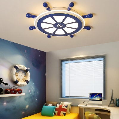 Creative Rudder Shape Ceiling Mount Light Warm Lighting/Stepless Dimming Eye-Caring Flush Ceiling Light for Child Room