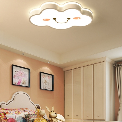 Creative White Cloud Flush Mount Light Acrylic White Lighting/Stepless Dimming Ceiling Light for Kindergarten