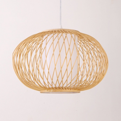 Dining Room Oval Ceiling Fixture Bamboo Antique Style Beige Ceiling Fixture for Kitchen Dining Room