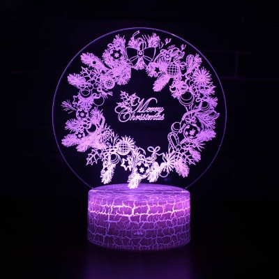 Festival Decor Touch Sensor LED Night Light 7 Color Changing Christmas Element Pattern 3D Bedside Lamp
