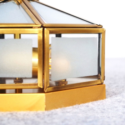 Frosted Glass Ceiling Light 3 Lights Vintage Style Flush Mount Light in Brass for Foyer