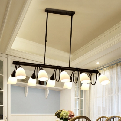 Frosted Glass Metal Pendant Light Living Room 6/8/10 Lights Modern Island Light in White and Black