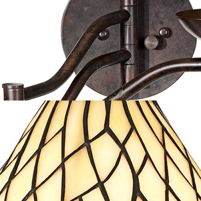 Rustic Cone Shade Sconce Lamp Frosted Glass 1 Light White Swing Arm Wall Light for Hallway Stair