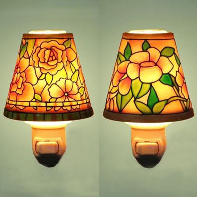 

Bedroom Bathroom Colorful Shade Night Lamp Ceramics Tiffany Style Flower Pattern Wall Lamp, HL520461