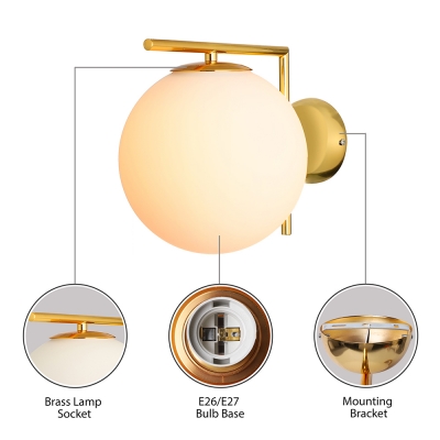 Indoor Globe Wall Light White Golden/Chrome