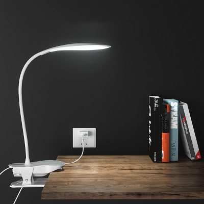 Rotatable Gooseneck LED Study Light with Clip and USB Charging Port Eye Caring Energy Saving Desk Lamp