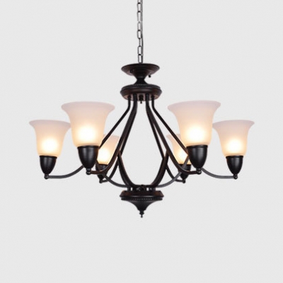 Traditional Style Bell Chandelier 3/5/6/8 Lights Metal Pendant Lighting in Black for Living Room