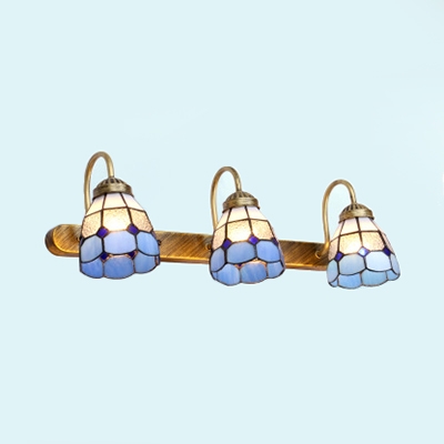 3 Lights Dining Room Wall Sconce Stained Glass 3 Lights Tiffany Style Wall Lamp in Blue/Yellow