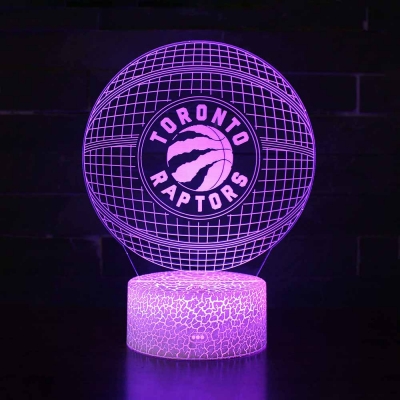 7 Color Changing LED Night Lamp Bedroom Kitchen Basketball Pattern 3D Illusion Light with Touch Sensor