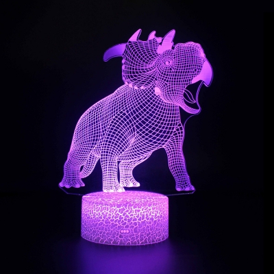 7 Color Dinosaur LED Illusion Light USB Port and Battery 3D Night Light with Touch Sensor for Boy Girl Bedroom