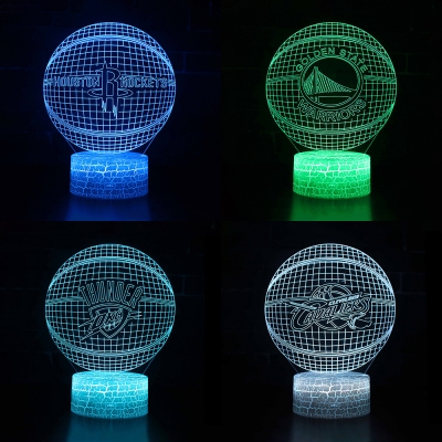 Battery USB Charging 3D Night Light Birthday Christmas 7 Color Changing Touch Sensor Basketball Pattern LED Bedside Light