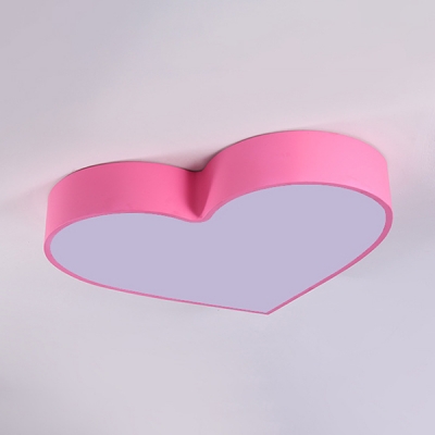 Cute Heart Shape Flush Ceiling Light Acrylic Metal Ceiling Mount Light in Red/Blue/Pink/Yellow for Girl Bedroom