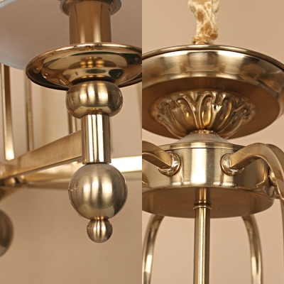 Elegant Style Cylinder Chandelier Metal 6 Lights Gold Suspension Light for Living Room Hotel